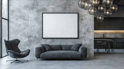 Modern Minimalist Living Room with Gray Walls and Stylish Furniture