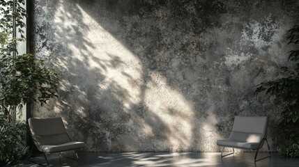 Serene Interior Space with Textured Wall and Minimalist Furniture