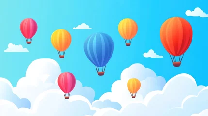 Colorful Hot Air Balloons Floating in a Bright Blue Sky