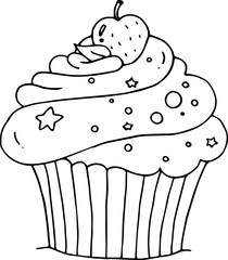 illustration of a round cake using black and white pencil