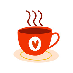 Illustration for Valentine's day. Mug with a heart on a white background. Vector illustration in flat style