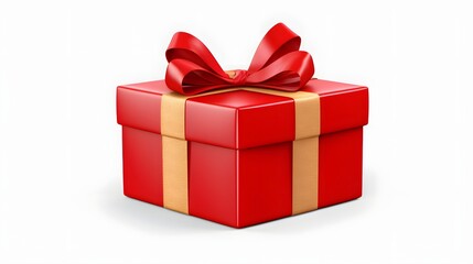 Obraz premium A 3D rendered image of a red ribbon wrapped gift box on a transparent studio background The present is a product shot perfect for promotional usages