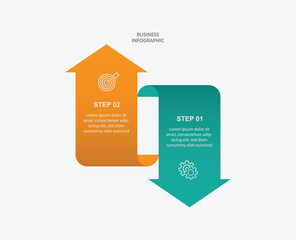 Infographic 2 step or option template design vector with Arrow for presentation business company 