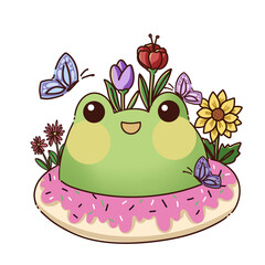 Vibrant Spring Landscape with Lush Greenery and Blooming Flowers in Sunshine