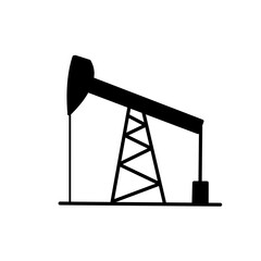A black and white illustration of oil drill, petroleum, 