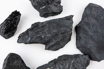 A piece of coal gangue on a white background