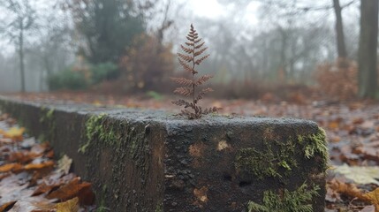 Resilience: A Fern's Growth in Autumn's Embrace