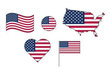 Fototapeta premium United States America country flag icon set modern vector