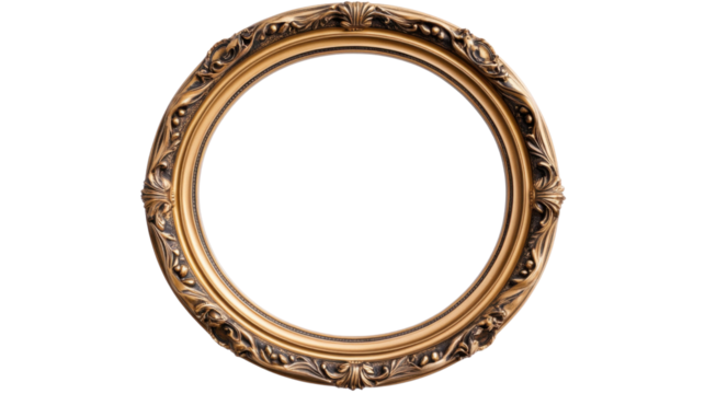 Royal gold frame on transparent background 