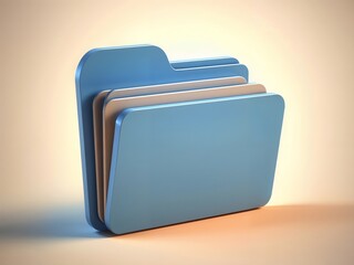 Blue folder with documents on a light background