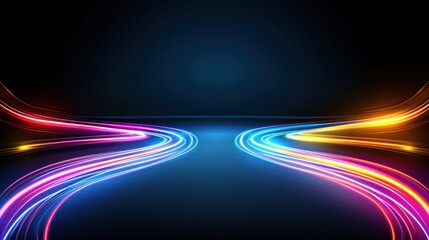 Glowing Light Trails on Dark Background