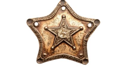 A police badge shield sheriff star on transparent background
