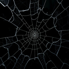 Obraz premium Cracked glass with a spiderweb-like pattern centered. Used for mask. Generative AI