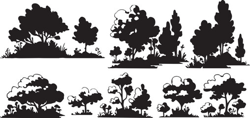 Set Trees. Hand drawn vector illustration