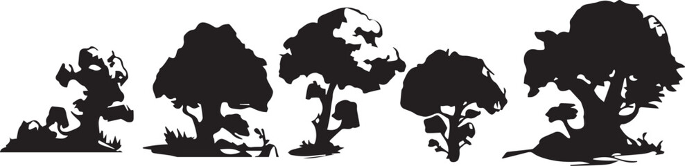 Set Trees. Hand drawn vector illustration