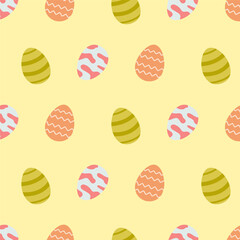 Seamless pattern Easter eggs, a symbol of Easter, decorative vector elements. Simple design with colorful Easter eggs.
