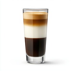 Layered Coffee Drink in Tall Glass with Beautifully Defined Stripes of Cream and Foam