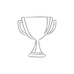 Continuous line drawing of Trophy award hand drawn  icon isolate on white background