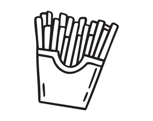 french fries doodle hand drawn icon. Outline drawing french fries line clipart symbol