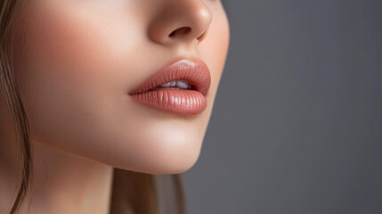 Obraz premium Close-up of womans lips with natural makeup