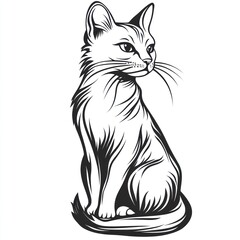 Obraz premium Elegant Black And White Cat Sitting Gracefully