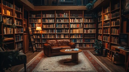 A Serene Haven: Exploring the Warm Embrace of a Classic Library