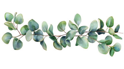 Watercolor bouquet of leaves on transparent background