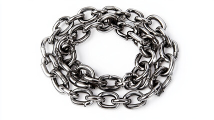Obraz premium Metal chains with whole and broken links made of silver, chrome or steel, bob and padlock, connected stainless rings. Heavy decorative elements isolated on white background Cartoon vector illustration