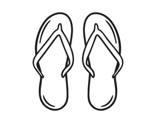 beach slippers doodle hand drawn icon. Outline drawing beach slippers line clipart symbol