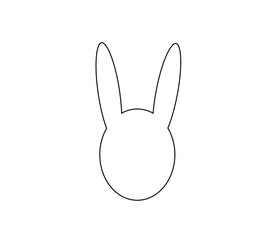 The hare's head is a black outline on a white background