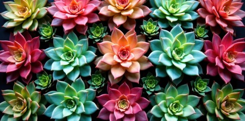 Naklejka premium Aeonium succulent in geometric crystal grid arrangement, shape, photography