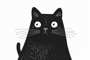 Cute black cat drawing illustrated animal.