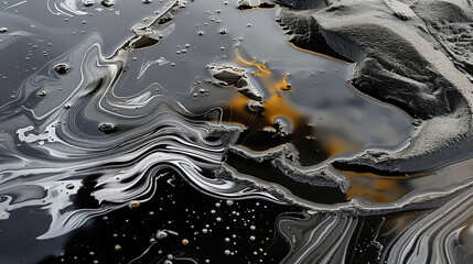 Oil pollution background illustrating soil and groundwater contamination with swirling textures for awareness