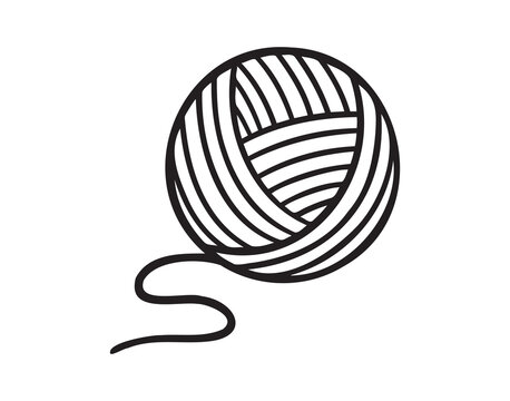 recommend clip art: Ball of yarn or clews of thread for knitting doodle hand drawn icon. Outline drawing ball of yarn line clipart symbol