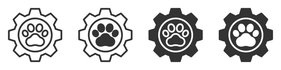 Gear and paw print icon for animal-related or tech designs.