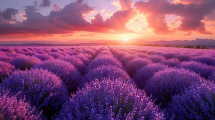 Fototapeta premium Lavender Field at Sunset
