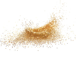 Gold glitter. Golden sparkle confetti. Shiny glittering dust.
