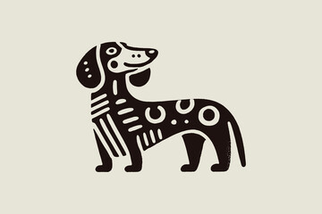 Vintage vector illustration of a dachshund in engraving style