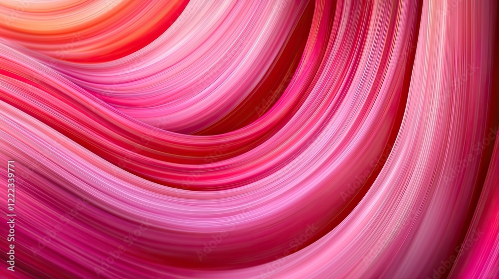 Wall mural vibrant abstract wavy pink and red pattern with dynamic flowing lines
