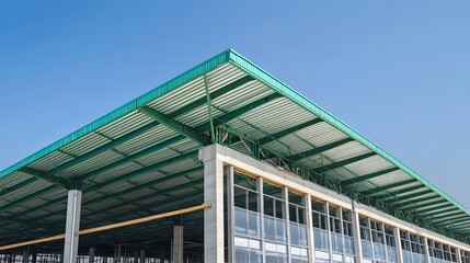 Fototapeta premium Modern Building Construction Green Roof Steel Structure