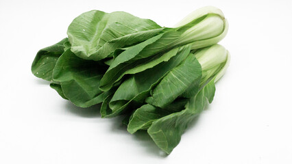 Bok choy or pak choi, pakcoy (Brassica rapa subsp. chinensis) vegetable, isolated on the white background.