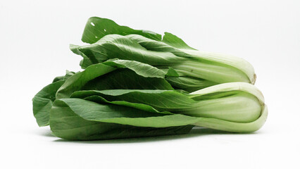 Bok choy or pak choi, pakcoy (Brassica rapa subsp. chinensis) vegetable, isolated on the white background.