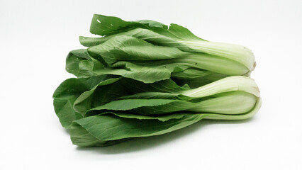 Bok choy or pak choi, pakcoy (Brassica rapa subsp. chinensis) vegetable, isolated on the white background.