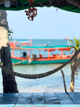 Tranquility Awaits on Koh Tonsay Beach (Rabbit Island), Cambodia. Escape to Koh Tonsay, also known as Rabbit Island, a serene tropical haven off the coast of Kep and Kep Beach, Cambodia.