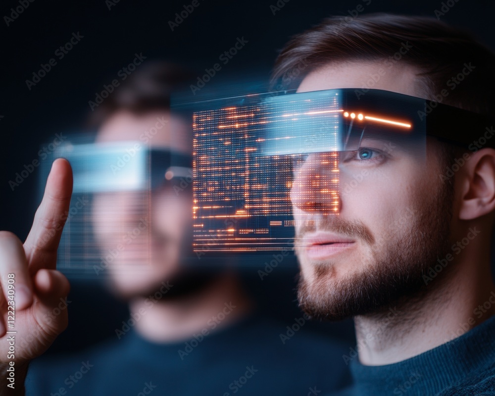 Poster Tech-Forward XR Innovation Multi-Gen AR Interface with Holographic Visualization for Dynamic Business Solutions and Digital Collaboration in Modern Workspaces