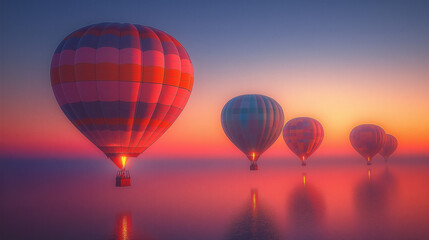 Fototapeta premium Sunrise and Hot Air Balloons