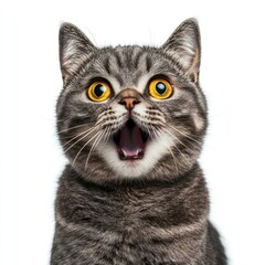 Surprised cat with wide eyes