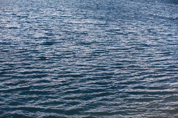 Water surface. The texture of the water. Waves on the lake in windy weather.