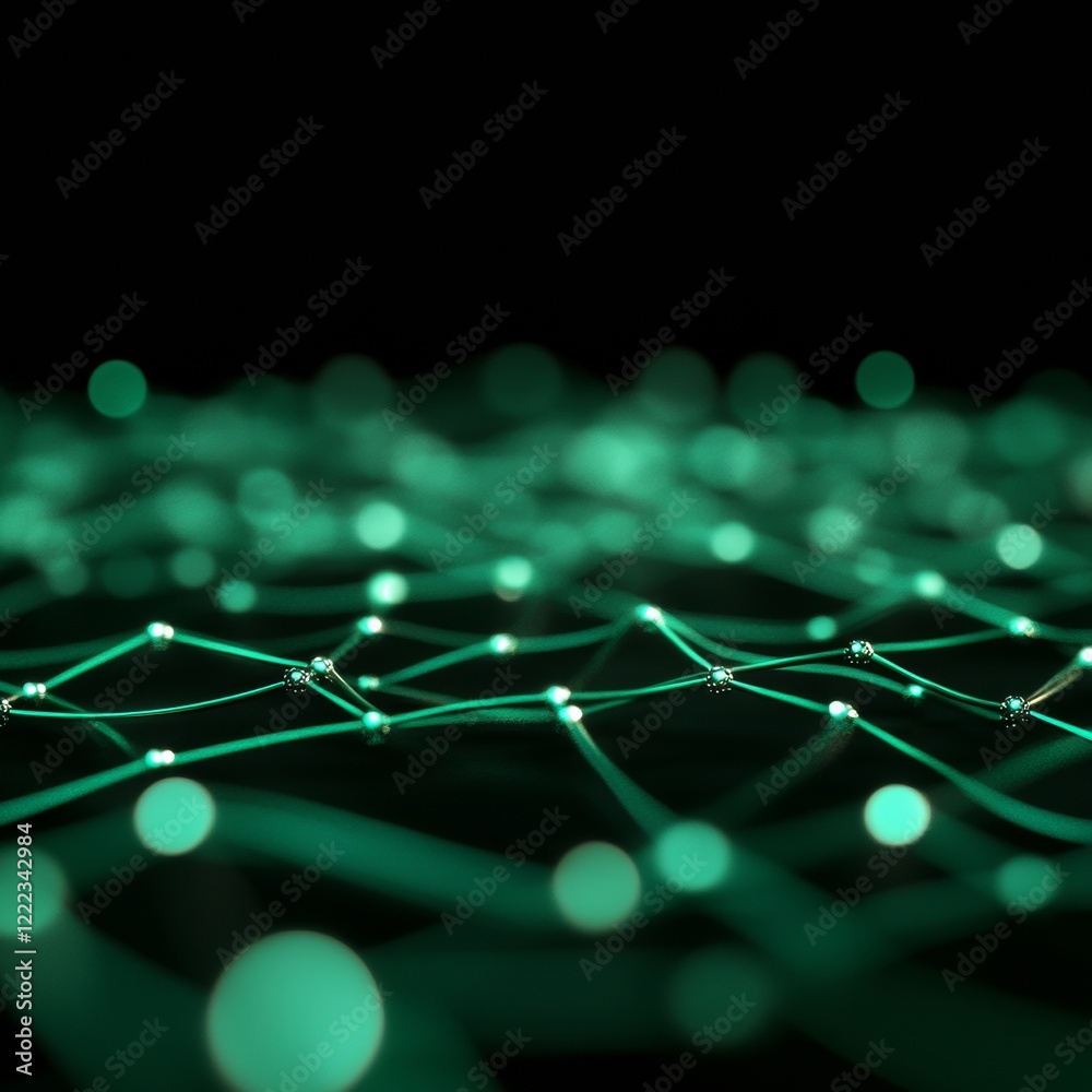 Leinwandbilder Neon Digital Flux Abstract Data Network with Particle Flow on Black - IT Solutions Visual and Cloud Computing Innovation for Modern Enterprise Strategy