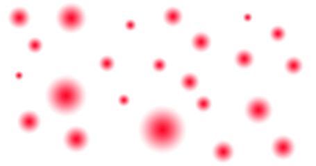 Red blurred spots of varying sizes on white or transparent background. Abstract bokeh effect with soft gradient and smooth focus